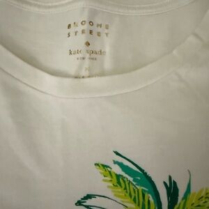 Kate Spade White Tee with Green Leaf Print